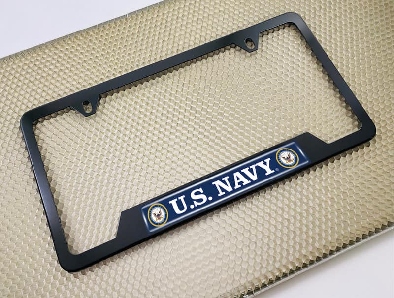 U.S. Navy - Stainless Steel Black 2-hole Car License Plate Frame